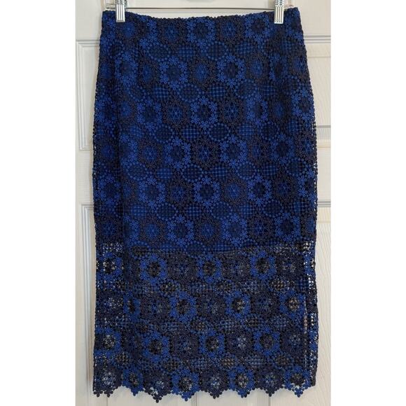 Sandro Dresses & Skirts - Sandro Paris Lagon Skirt Royal Blue Size 3 (30” Waist) Lace Crochet Overlay